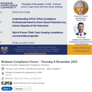Brisbane Compliance Forum November 2025